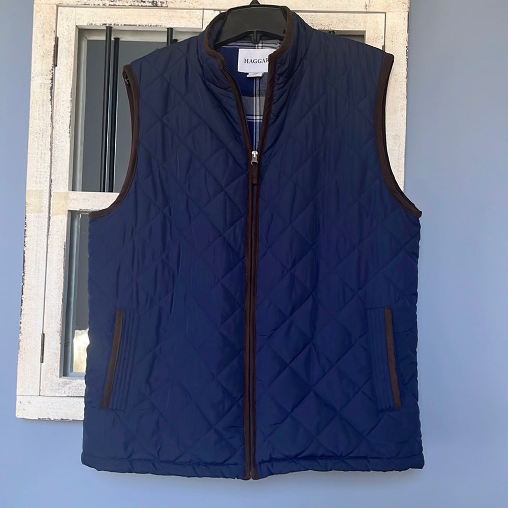 Haggar Diamond Quilted Vest - Navy Blue - Medium